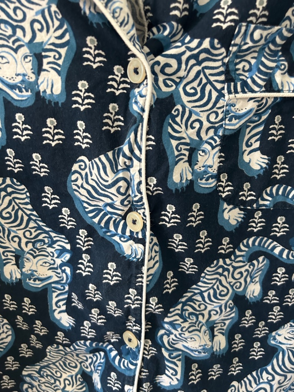 Printfresh Tiger Queen Pajama Top M Navy & White Organic Cotton - Picture 12 of 14